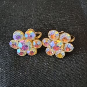 Aurora Borealis vntg spring back earrings